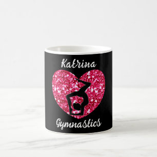 Caneca De Café Ginástica Preta e Rosa Quente Personalizada