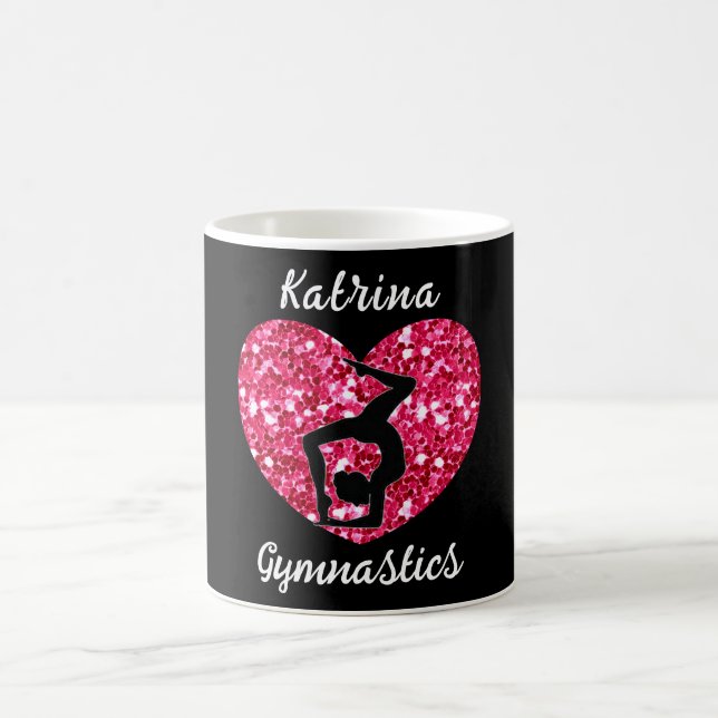 Caneca De Café Ginástica Preta e Rosa Quente Personalizada (Centro)