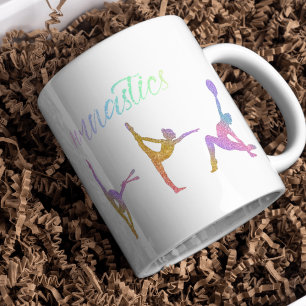 Caneca De Café Ginástica Rítmica Arco-Íris Brilhante Duas Vezes C