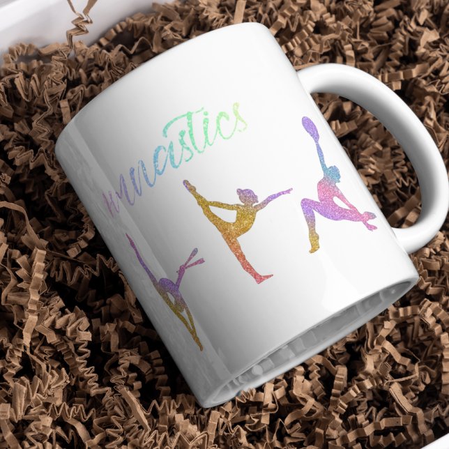 Caneca De Café Ginástica Rítmica Arco-Íris Brilhante Duas Vezes C (Criador carregado)
