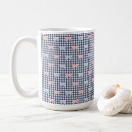 Caneca De Café Ginga Azul Branco Rosa Azul Coquette Laços Na Moda