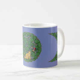 Caneca De Café Ginger cat olha para uma borboleta