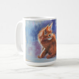 Caneca De Café Ginger Kitten na Luz Pastel