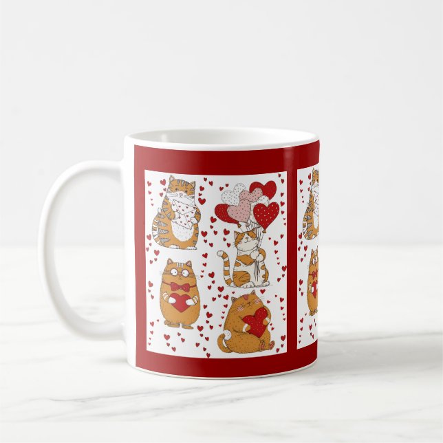 Caneca De Café Ginger orange cat Valentine  (Esquerda)