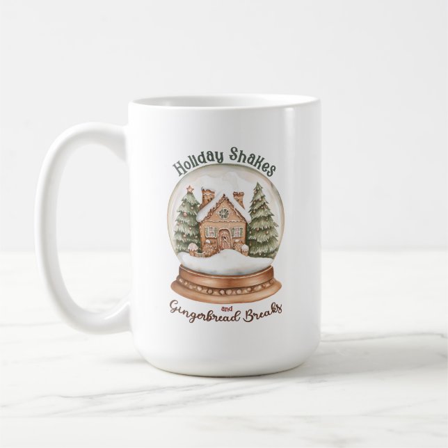 Caneca De Café Gingerbird House Natal Snow Globe (Esquerda)