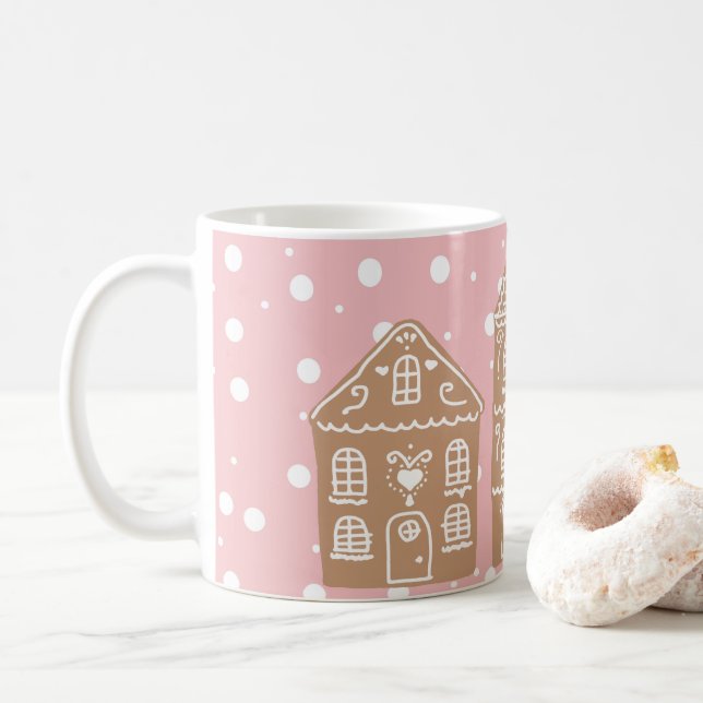 Caneca De Café Gingerbird House Village Snow Coffee Mug (Com Donut)