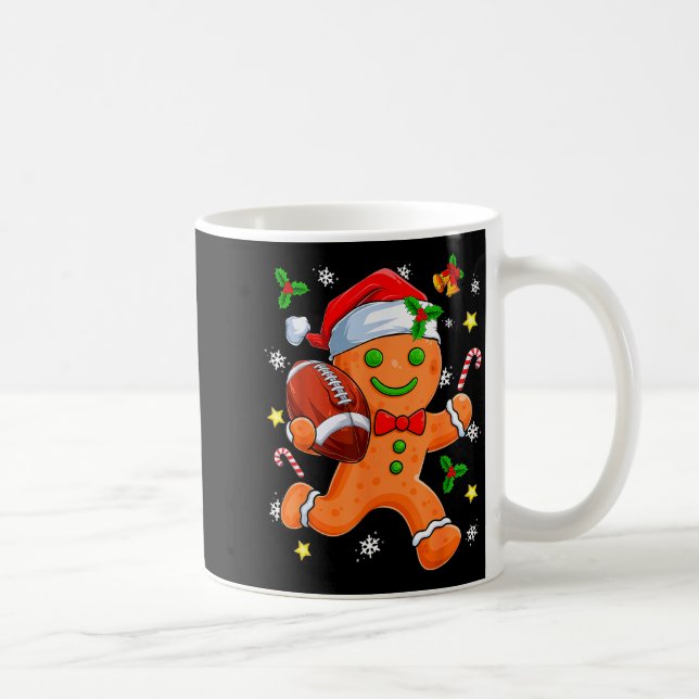 Caneca De Café Gingerbread Cookie Playing Football Merry Christma (Direita)