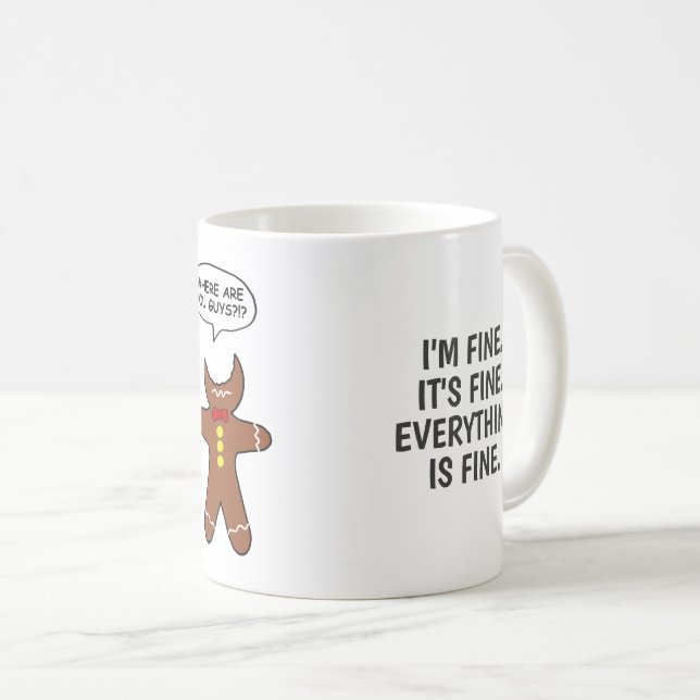 Caneca De Café Gingerbread Engraçado Está tudo bem Feriado (Frente Esquerda)