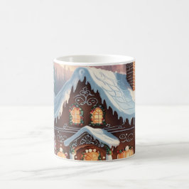 Caneca De Café Gingerbread House Snowy Christmas Scene 