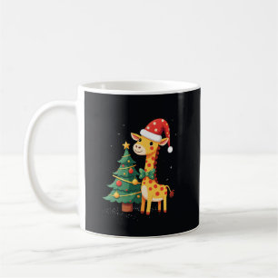 Caneca De Café Gingerbread Man Girafa Chapéu de Papai Noel Árvore