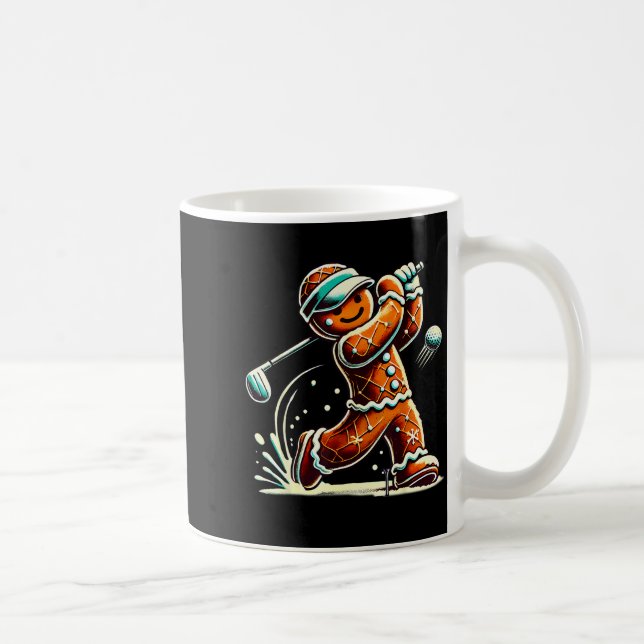 Caneca De Café Gingerbread Playing Golf Ball Christmas Golf Lover (Direita)