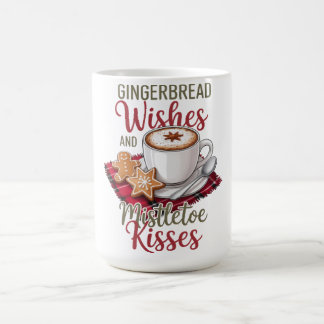 Caneca De Café Gingerbread Wishes and Mistletoe Kisses Christmas