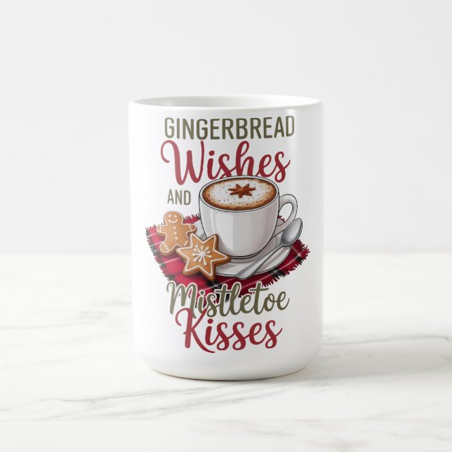 Caneca De Café Gingerbread Wishes and Mistletoe Kisses Christmas (Centro)