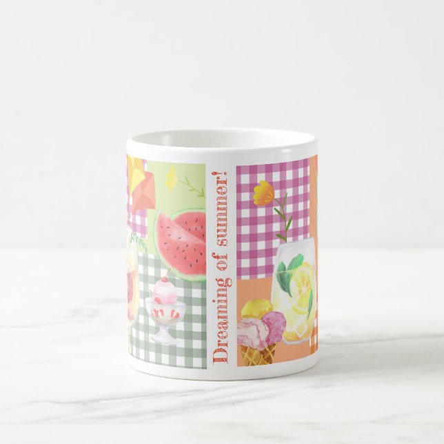 Caneca De Café Gingham Patchwork Dreaming of Summer (Centro)