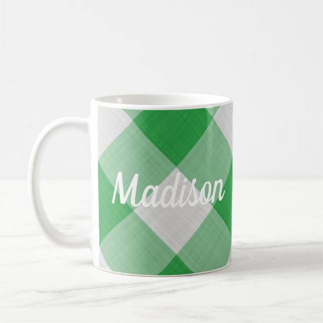Caneca De Café Gingham Verde (Esquerda)