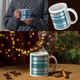 Caneca De Café Gingham verde-retrógrado