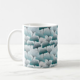 Caneca De Café Gingko biloba - padrão de cores azuis sem descont