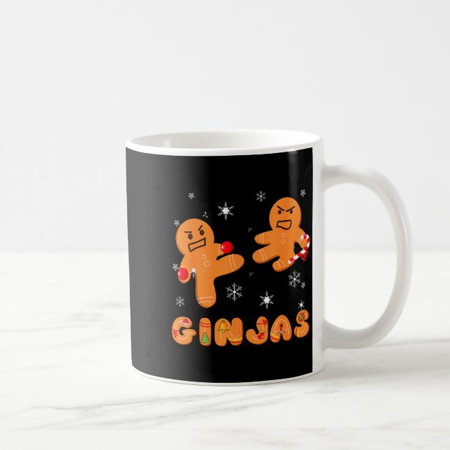Caneca De Café Ginjas Gingerbread Ninjas Funny Ugly Christmas  (Direita)