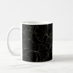 Caneca De Café Ginkgo Dourado: Luxury Vintage Design