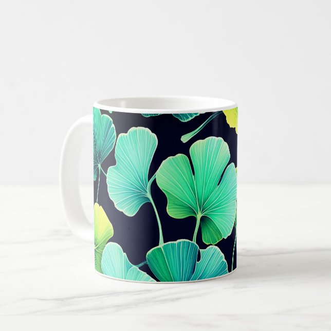 Caneca De Café Ginko Biloba Folha (Frente Esquerda)