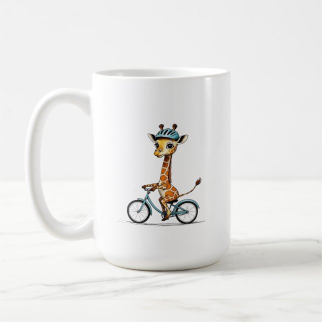 Caneca De Café Girafa Andando Bicicleta - Arte Lápis Desenhada à  (Esquerda)