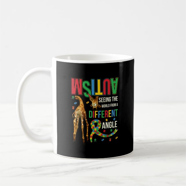 Caneca De Café Girafa Autismo Vendo o Mundo Inclinado (Esquerda)