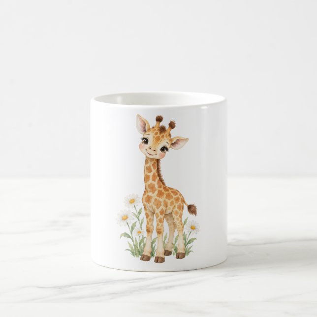 Caneca De Café Girafa Bebê Entre Margaridas (Centro)