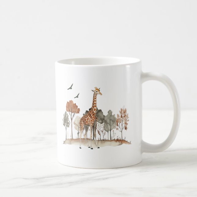 Caneca De Café Girafa de corte com texto personalizado (Direita)