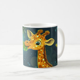 Caneca De Café girafa de desenho animado fofa comendo folhas de u