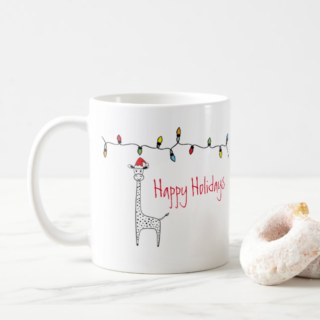 Caneca De Café Girafa de Natal Whimsical (Com Donut)
