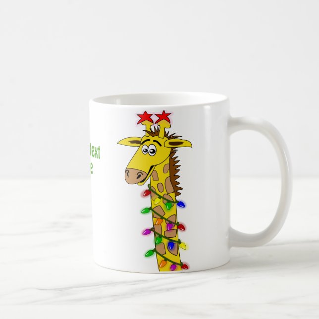 Caneca De Café Girafa Engraçada Com Luzes De Natal Impressionante (Direita)