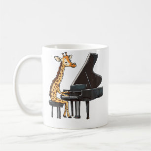 Caneca De Café Girafa Fofa Tocando Piano Girafas Músico Música