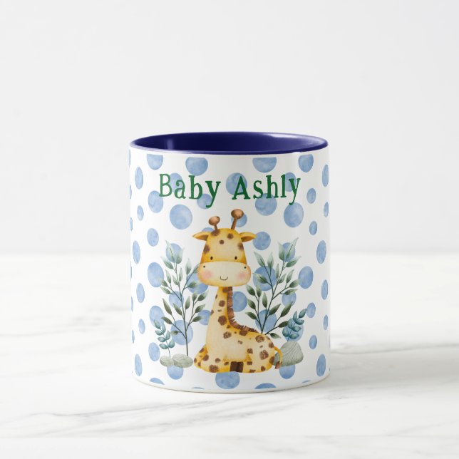 Caneca de Café Girafa Laranja com Nome da Beleza M (Centro)