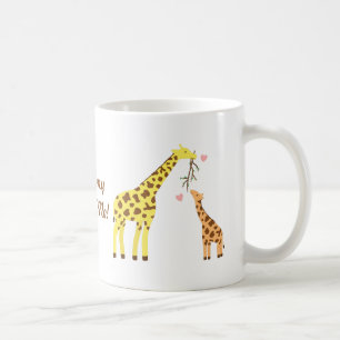 Caneca De Café Girafa Mãe e Bebê Coloridos Para Crianças