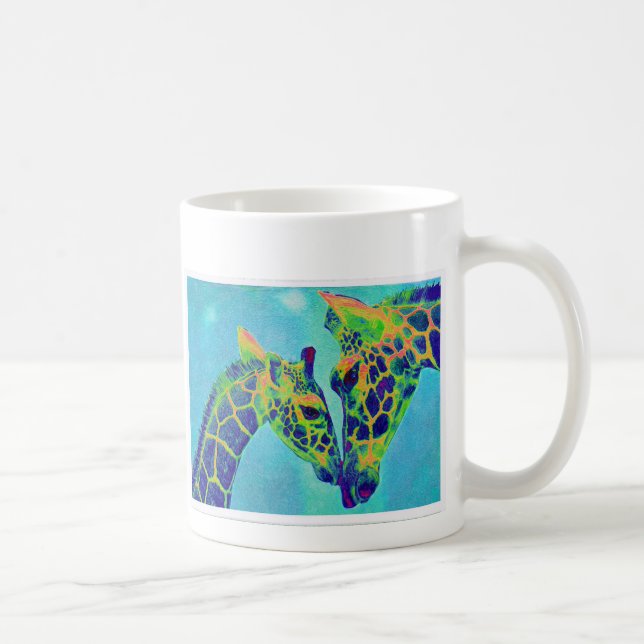Caneca De Café girafas azuis (Direita)