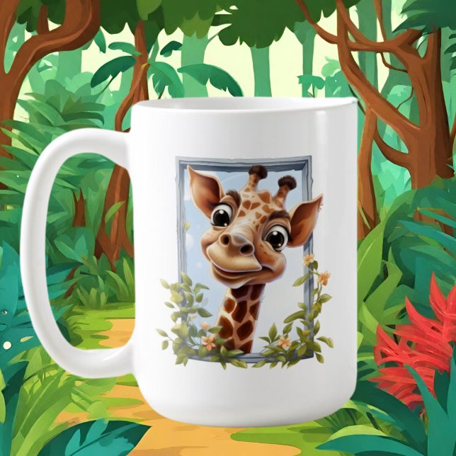 Caneca De Café girafas viciadas bonitinhas animais da selva (Criador carregado)