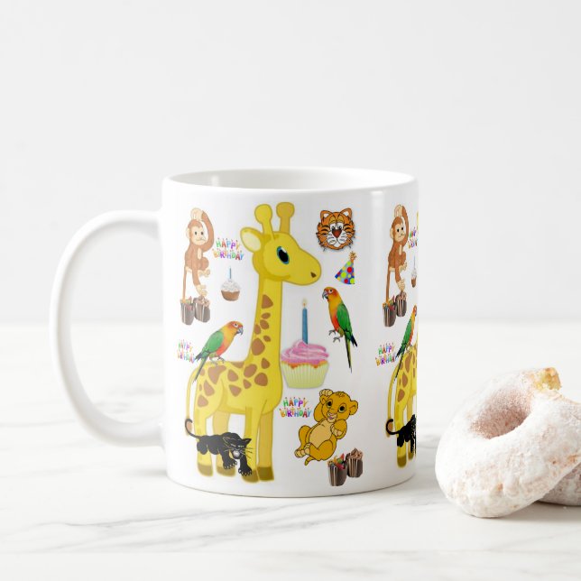 Caneca De Café Giraffe Mug Happy Birthday Mug (Com Donut)