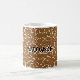 Caneca De Café Giraffe Print Mug with “Sauvage” Text