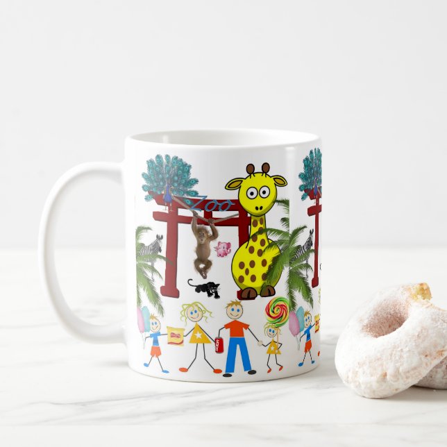Caneca De Café Giraffe Zoo Monkey Mug (Com Donut)