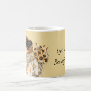 Caneca De Café Girassóis Amarelos Feminino Preto
