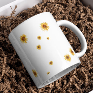 Caneca De Café Girassóis Aquarela