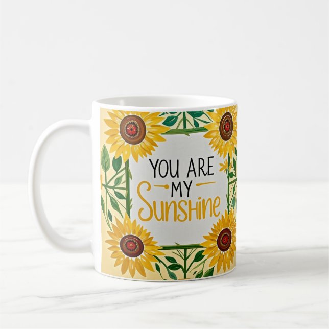 Caneca De Café Girassóis Brancos, Você É Meu Sol (Esquerda)