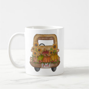 Caneca De Café Girassóis e abóboras caem Caminhão de Vintage