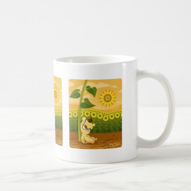 Caneca De Café Girassóis e urso de Kawaii (Direita)
