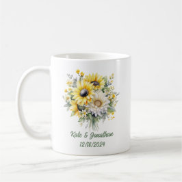 Caneca De Café Girassóis para Chá de Noiva Personalizado
