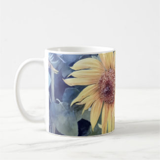Caneca De Café Girassóis Pintados com uma Abelha