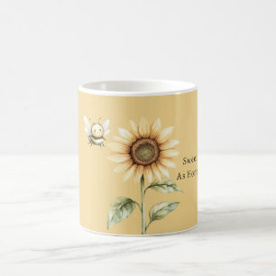 Caneca De Café Girassol Abelha Mel Doce Ouro Amarelo