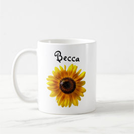 Caneca De Café Girassol Amarelo Cheio com Abelha Personalizada