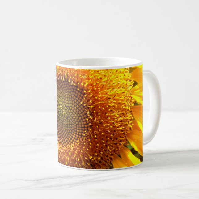 Caneca De Café Girassol amarelo elegante (Frente Esquerda)