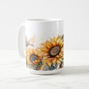 Caneca De Café Girassol Aquarela